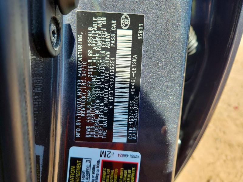 61395636 :رقم المزاد ، 4T1BF3EK1BU139354 vin ، 2011 Toyota Camry مزاد بيع