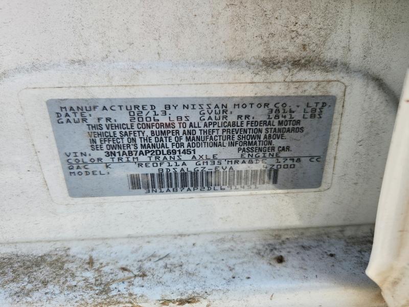 2013 Nissan Sentra მანქანა იყიდება აუქციონზე, vin: 3N1AB7AP2DL691451, აუქციონის ნომერი: 61863326