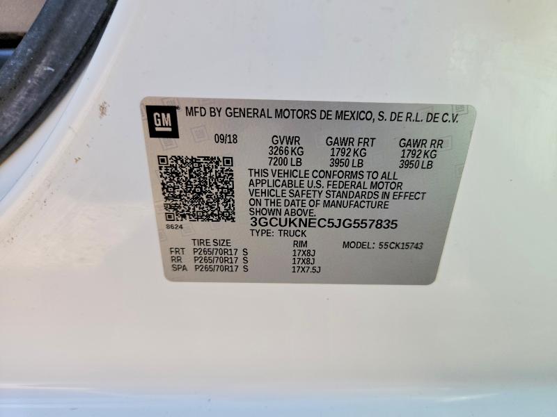 Продажа на аукционе авто 2018 Chevrolet Silverado, vin: 3GCUKNEC5JG557835, номер лота: 63300656
