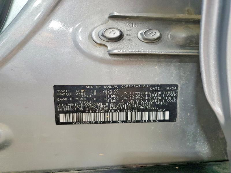 Aukcja sprzedaży 2025 Subaru Outback, vin: 4S4BTADC7S3165065, numer aukcji: 61716826