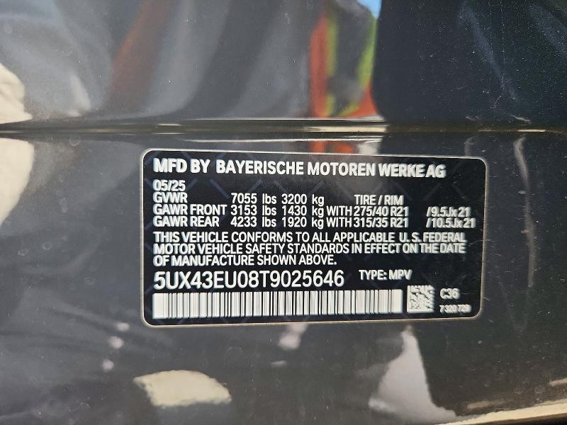 61988776 :رقم المزاد ، 5UX43EU08T9025646 vin ، 2026 Bmw X5 مزاد بيع