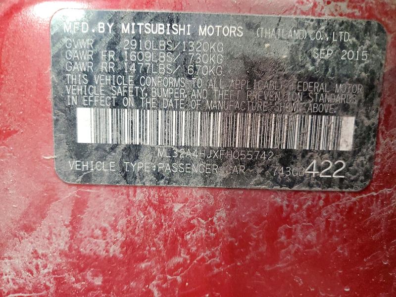 Продажа на аукционе авто 2015 Mitsubishi Mirage, vin: ML32A4HJXFH055742, номер лота: 61056356