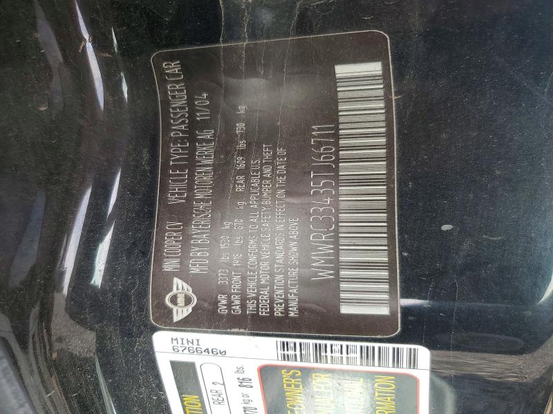 Продажа на аукционе авто 2005 Mini Cooper, vin: WMWRC33435TJ66711, номер лота: 59866746