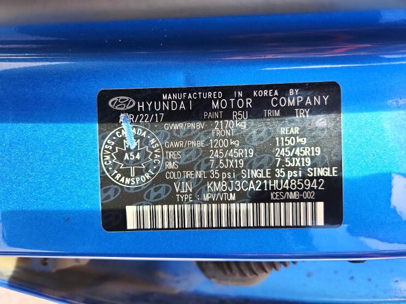 Продажа на аукционе авто 2017 Hyundai Tucson, vin: KM8J3CA21HU485942, номер лота: 58483196