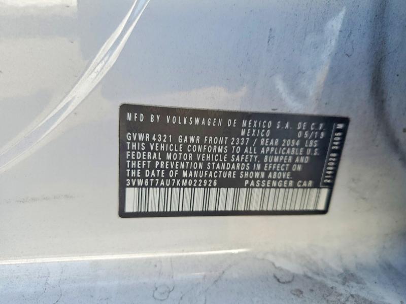 Продажа на аукционе авто 2019 Volkswagen Gti, vin: 3VW6T7AU7KM022926, номер лота: 60630946