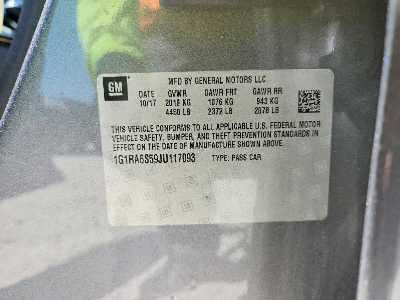 Aukcja sprzedaży 2018 Chevrolet Volt, vin: 1G1RA6S59JU117093, numer aukcji: 60048806