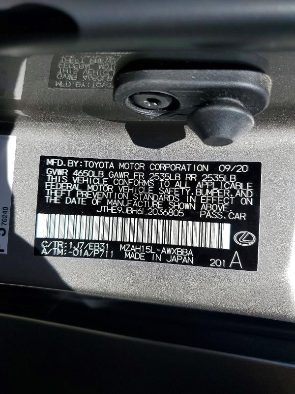 62726226 :رقم المزاد ، JTHE9JBH6L2036805 vin ، 2020 Lexus Ux مزاد بيع