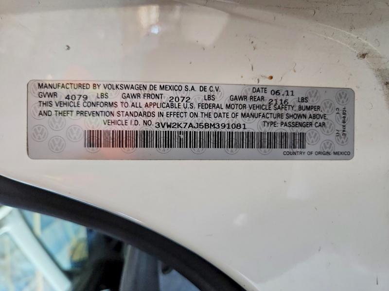 63300126 :رقم المزاد ، 3VW2K7AJ5BM391081 vin ، 2011 Volkswagen Jetta مزاد بيع