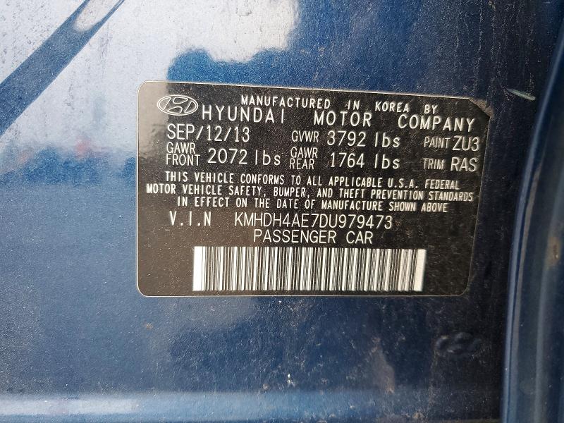 Aukcja sprzedaży 2013 Hyundai Elantra, vin: KMHDH4AE7DU979473, numer aukcji: 61345736