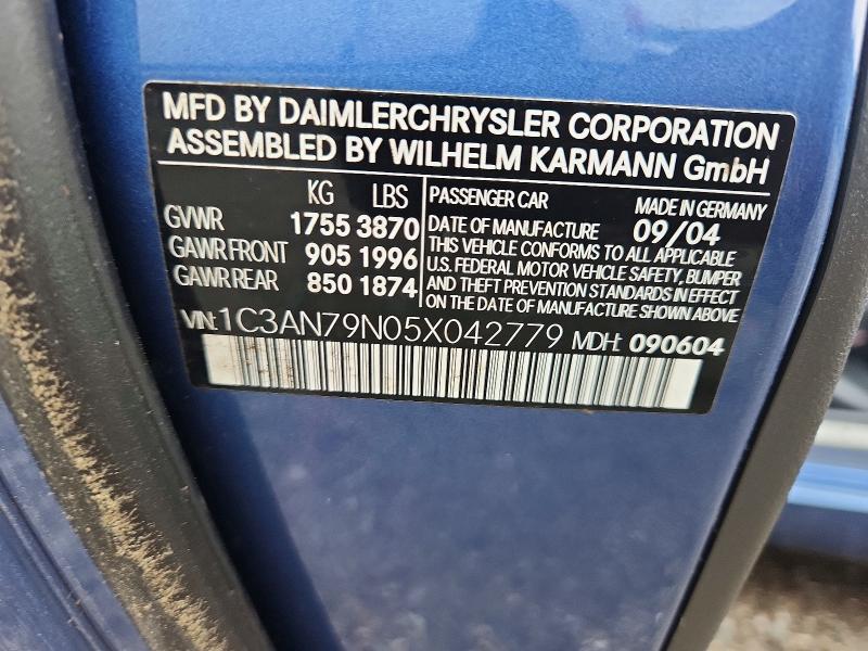 2005 Chrysler Crossfire მანქანა იყიდება აუქციონზე, vin: 1C3AN79N05X042779, აუქციონის ნომერი: 60323206