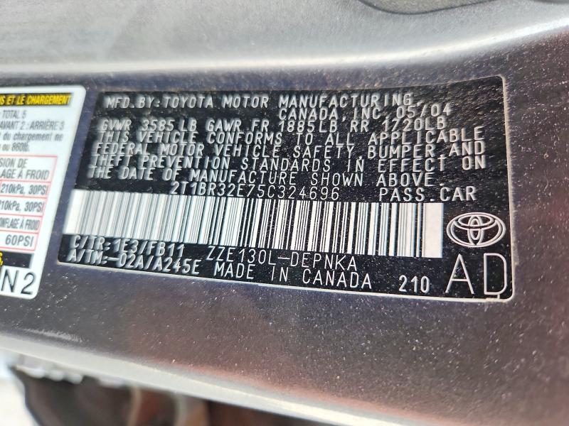 61556166 :رقم المزاد ، 2T1BR32E75C324696 vin ، 2005 Toyota Corolla مزاد بيع