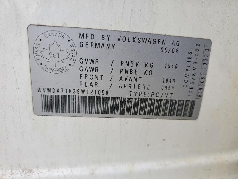 Aukcja sprzedaży 2009 Volkswagen Rabbit, vin: WVWDA71K39W121056, numer aukcji: 59700456