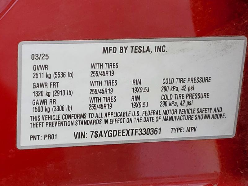 Aukcja sprzedaży 2026 Tesla Model Y, vin: 7SAYGDEEXTF330361, numer aukcji: 61912406