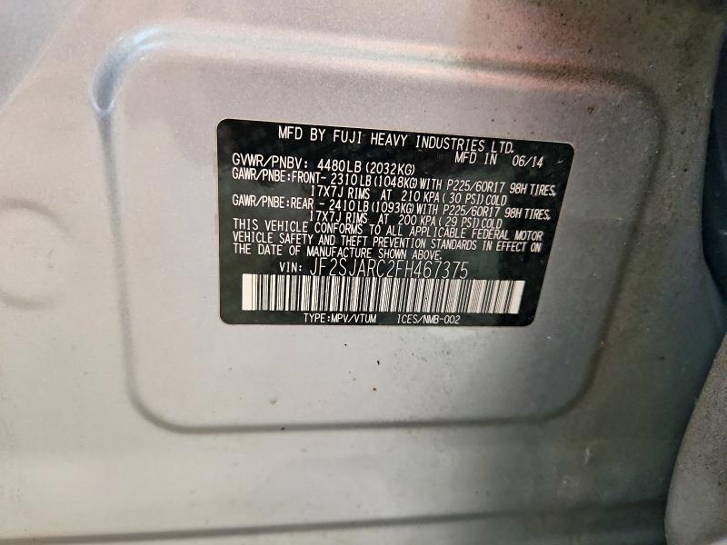 Aukcja sprzedaży 2015 Subaru Forester, vin: JF2SJARC2FH467375, numer aukcji: 61376896