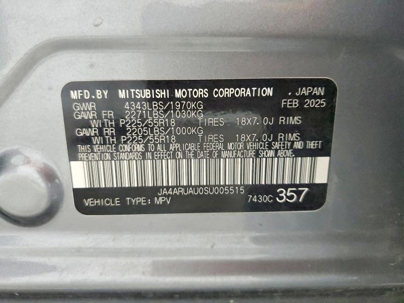 2025 Mitsubishi Outlander Sport მანქანა იყიდება აუქციონზე, vin: JA4ARUAU0SU005515, აუქციონის ნომერი: 61137236