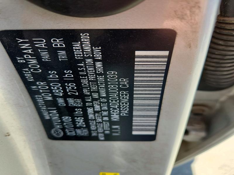 Aukcja sprzedaży 2010 Hyundai Genesis, vin: KMHGC4DE0AU081039, numer aukcji: 62499656