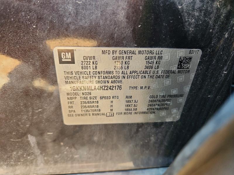 Продаж на аукціоні авто 2017 Gmc Acadia, vin: 1GKKNMLA4HZ242176, номер лоту: 61169856