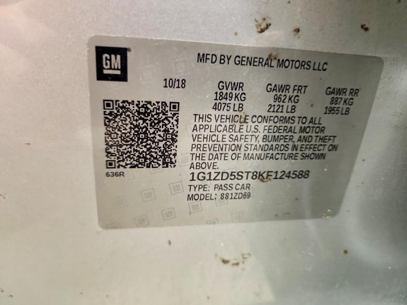 Aukcja sprzedaży 2019 Chevrolet Malibu, vin: 1G1ZD5ST8KF124588, numer aukcji: 60759146
