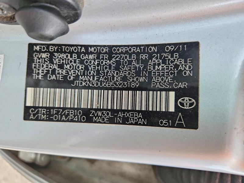 60085746 :رقم المزاد ، JTDKN3DU6B5323189 vin ، 2011 Toyota Prius مزاد بيع