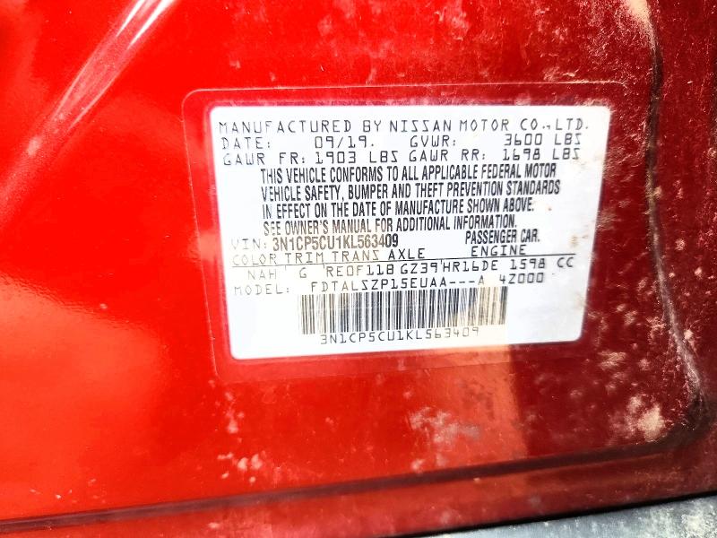 Продаж на аукціоні авто 2019 Nissan Kicks, vin: 3N1CP5CU1KL563409, номер лоту: 61061466