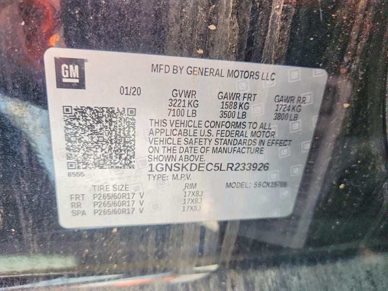 Aukcja sprzedaży 2020 Chevrolet Tahoe, vin: 1GNSKDEC5LR233926, numer aukcji: 61923566