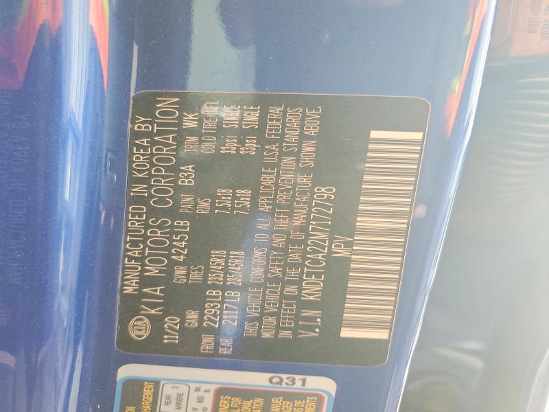 Aukcja sprzedaży 2021 Kia Seltos, vin: KNDETCA22M7172798, numer aukcji: 62006316
