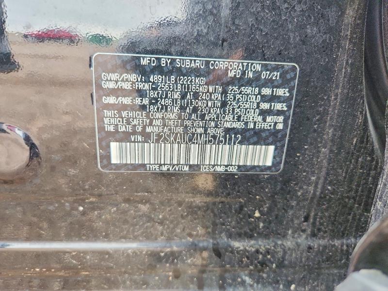 62820176 :رقم المزاد ، JF2SKAUC4MH575112 vin ، 2021 Subaru Forester مزاد بيع