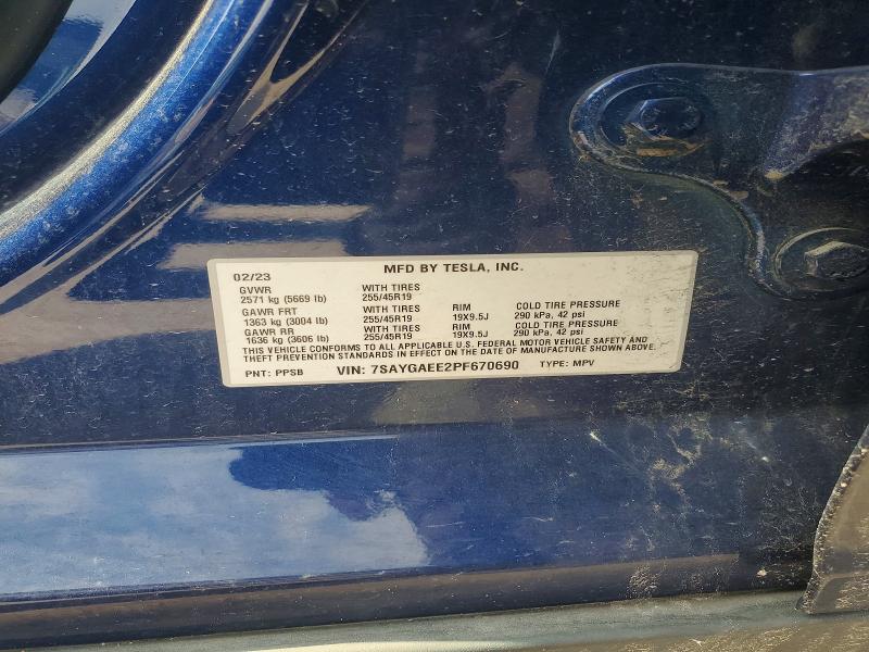 61866856 :رقم المزاد ، 7SAYGAEE2PF670690 vin ، 2023 Tesla Model Y مزاد بيع