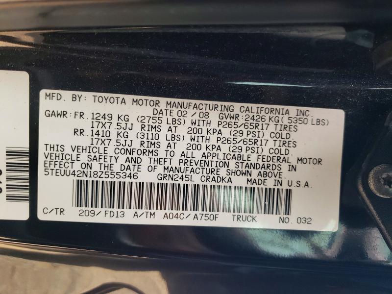 Продаж на аукціоні авто 2008 Toyota Tacoma, vin: 5TEUU42N18Z555346, номер лоту: 62107106
