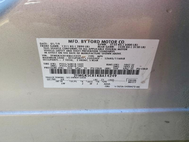 Продаж на аукціоні авто 2019 Ford Flex, vin: 2FMGK5C81KBA14249, номер лоту: 59998466