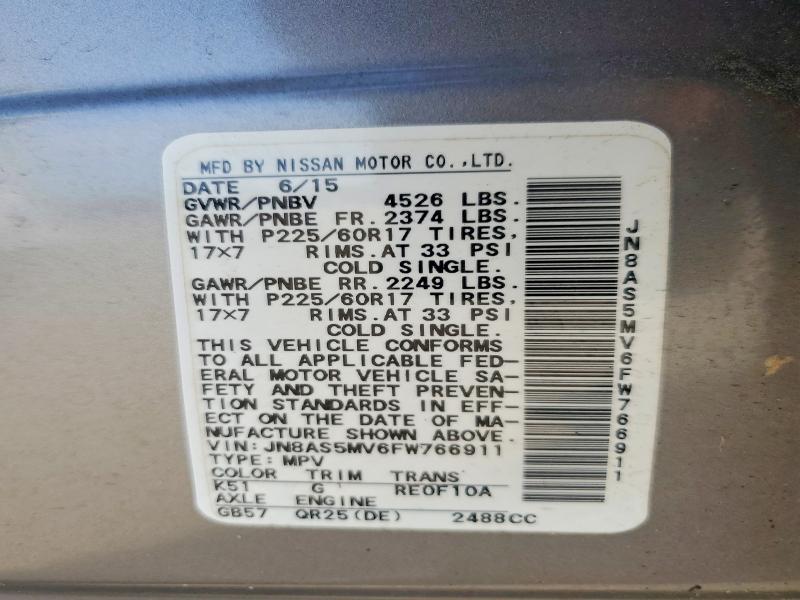 Aukcja sprzedaży 2015 Nissan Rogue Select, vin: JN8AS5MV6FW766911, numer aukcji: 63356816