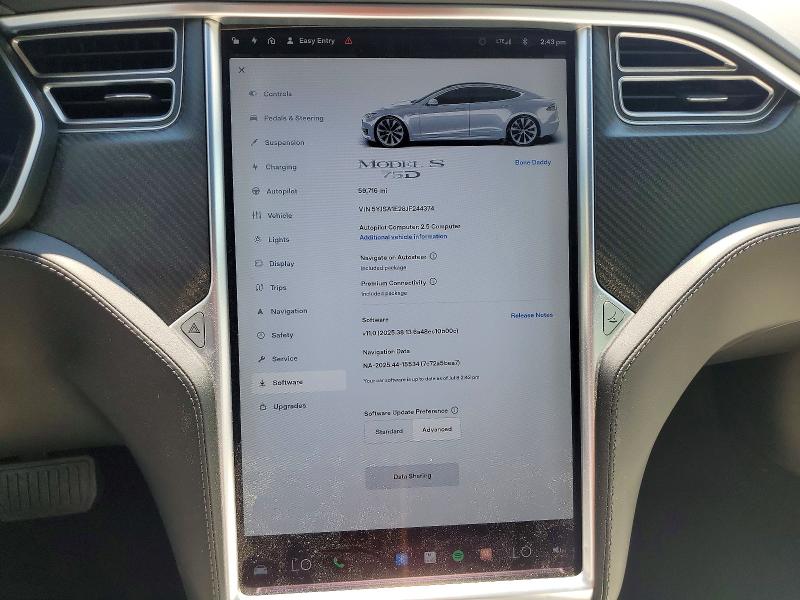 Aukcja sprzedaży 2018 Tesla Model S, vin: 5YJSA1E28JF244374, numer aukcji: 59583066