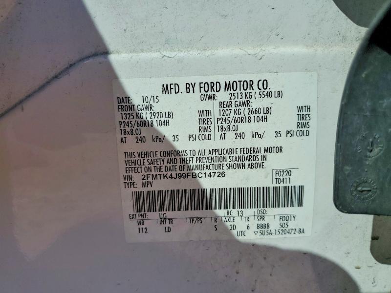 Aukcja sprzedaży 2015 Ford Edge, vin: 2FMTK4J99FBC14726, numer aukcji: 62331716