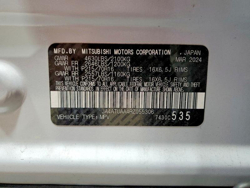62691496 :رقم المزاد ، JA4ATUAA4RZ055306 vin ، 2024 Mitsubishi Eclipse Cross مزاد بيع