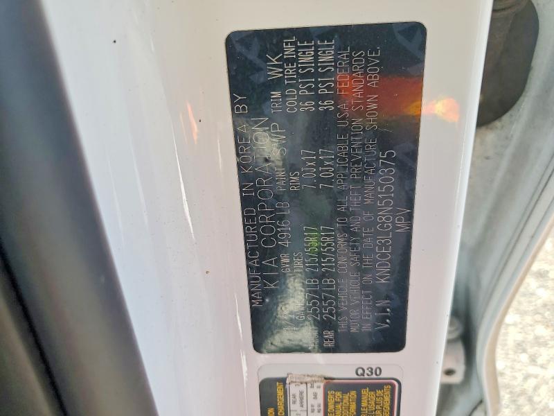 62545096 :رقم المزاد ، KNDCE3LG8N5150375 vin ، 2022 Kia Niro مزاد بيع