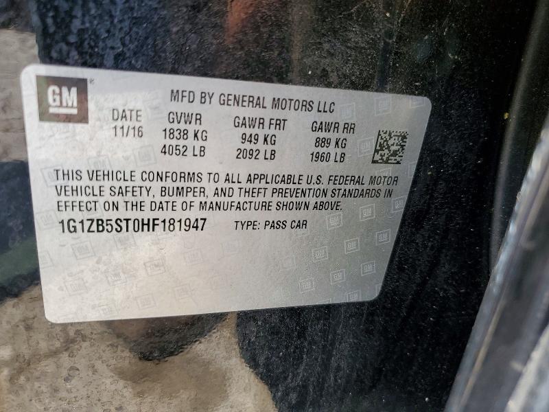 Продаж на аукціоні авто 2017 Chevrolet Malibu, vin: 1G1ZB5ST0HF181947, номер лоту: 62666516