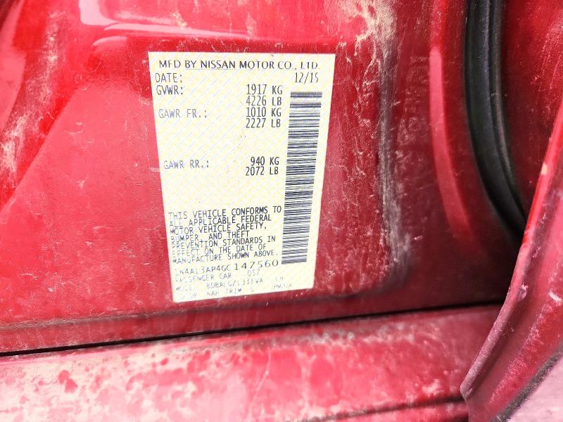 59868836 :رقم المزاد ، 1N4AL3AP4GC147560 vin ، 2016 Nissan Altima مزاد بيع