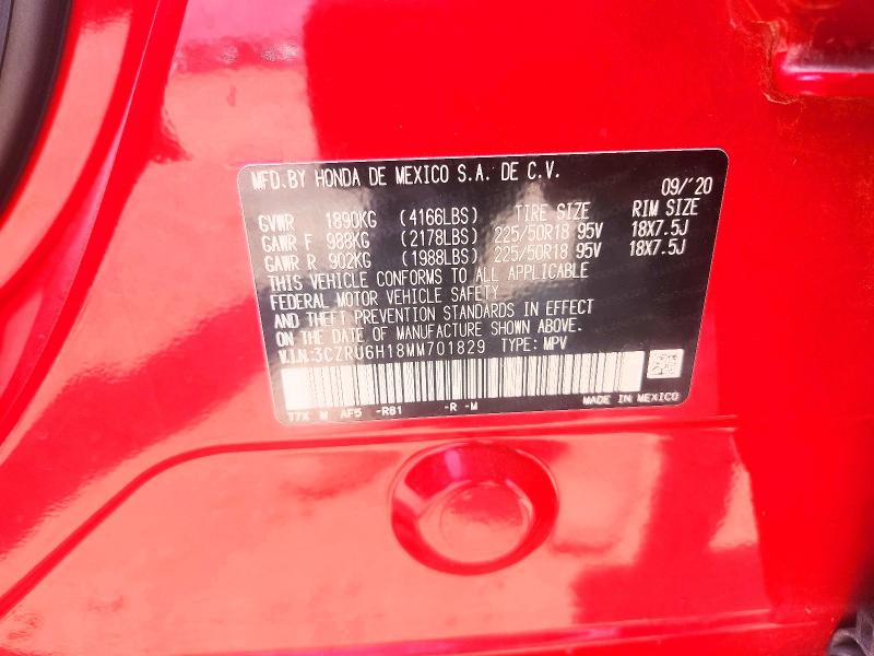 2021 Honda Hr-v მანქანა იყიდება აუქციონზე, vin: 3CZRU6H18MM701829, აუქციონის ნომერი: 61020816