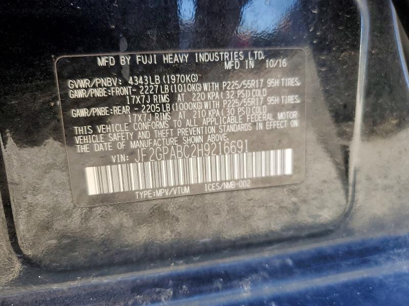 Aukcja sprzedaży 2017 Subaru Crosstrek, vin: JF2GPABC2H9216691, numer aukcji: 61683636