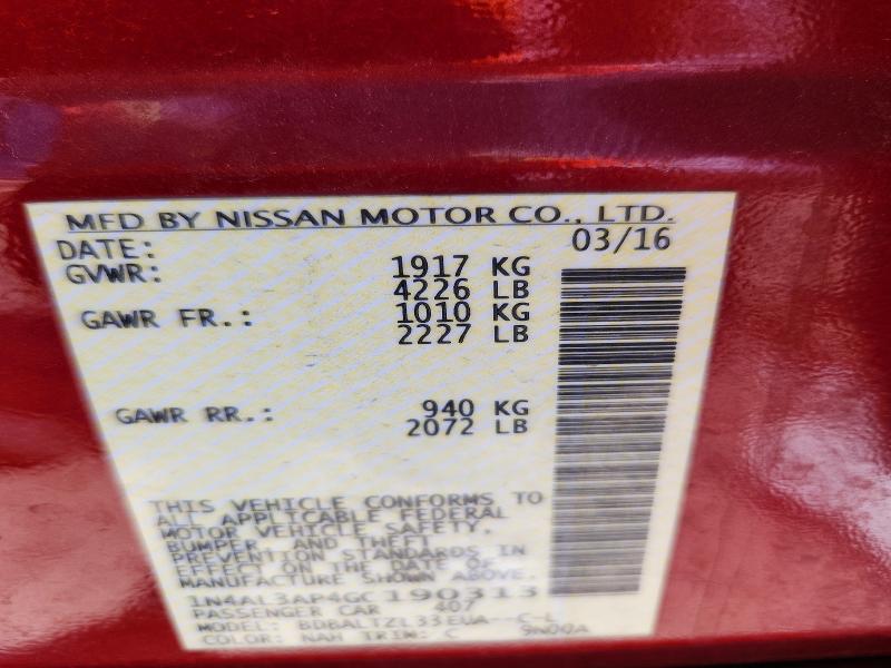 Продажа на аукционе авто 2016 Nissan Altima, vin: 1N4AL3AP4GC190313, номер лота: 60946906