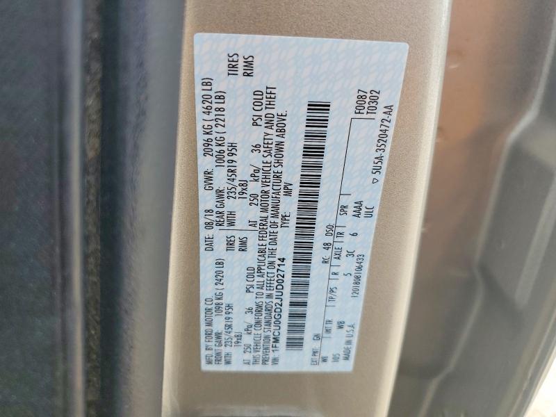 Продажа на аукционе авто 2018 Ford Escape, vin: 1FMCU0GD2JUD02714, номер лота: 60015546