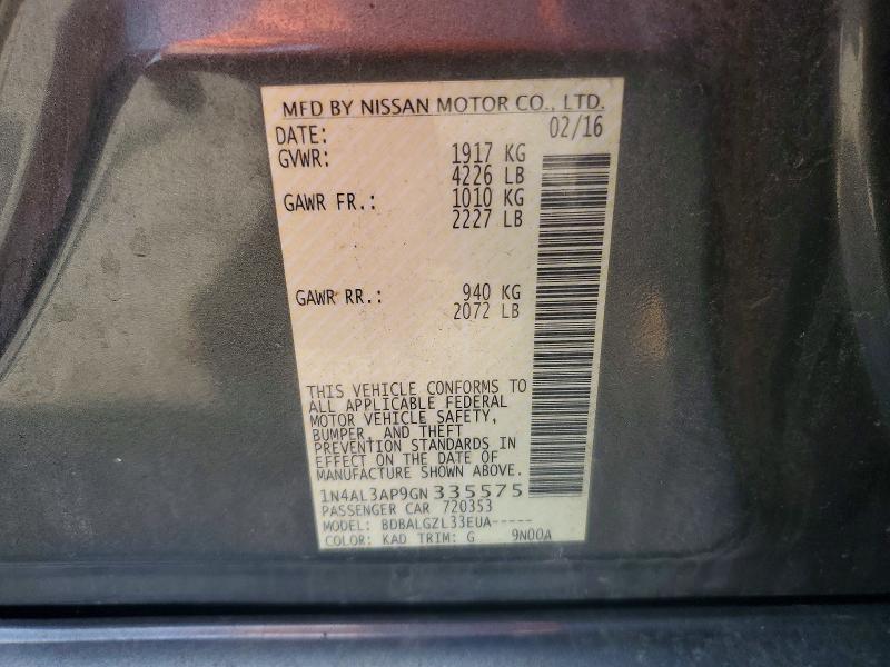 Продажа на аукционе авто 2016 Nissan Altima, vin: 1N4AL3AP9GN335575, номер лота: 58054476