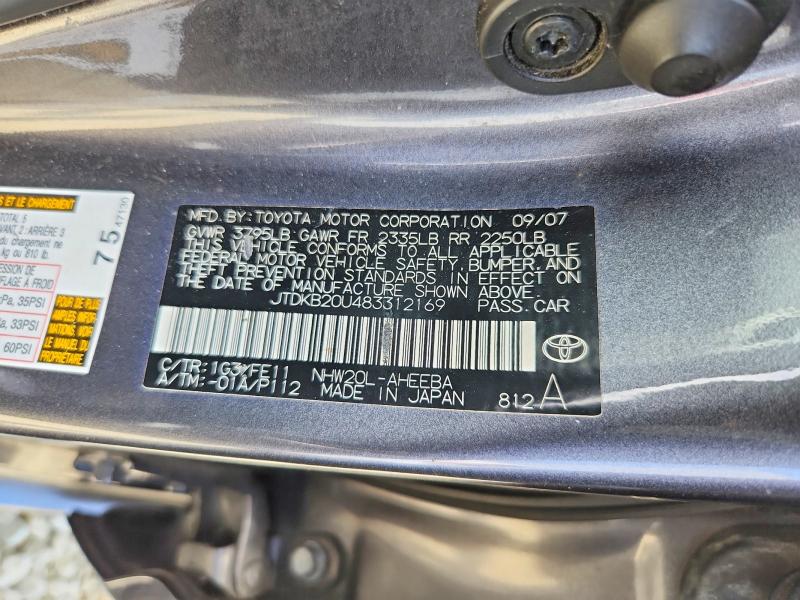 Продажа на аукционе авто 2008 Toyota Prius, vin: JTDKB20U483312169, номер лота: 59298046