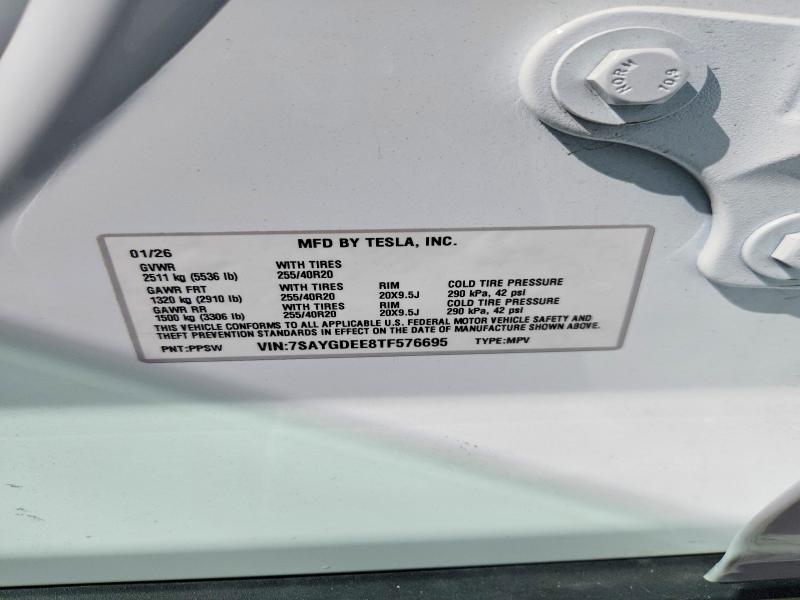 Aukcja sprzedaży 2026 Tesla Model Y, vin: 7SAYGDEE8TF576695, numer aukcji: 60820916