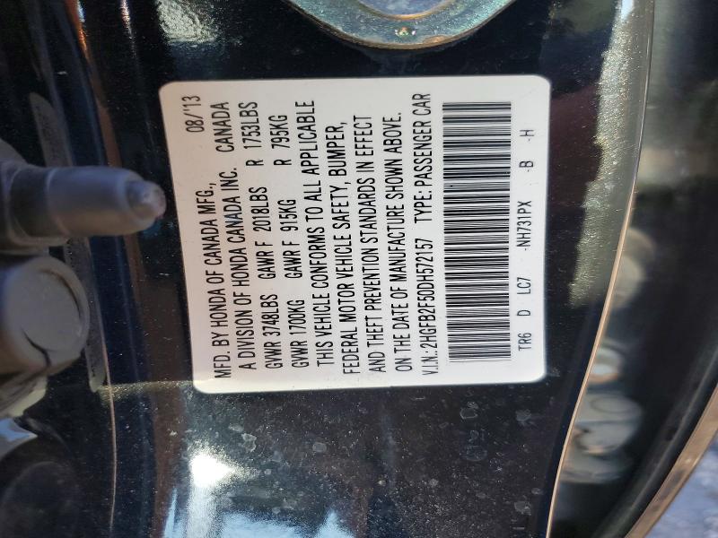 Продажа на аукционе авто 2013 Honda Civic, vin: 2HGFB2F50DH572157, номер лота: 61893806