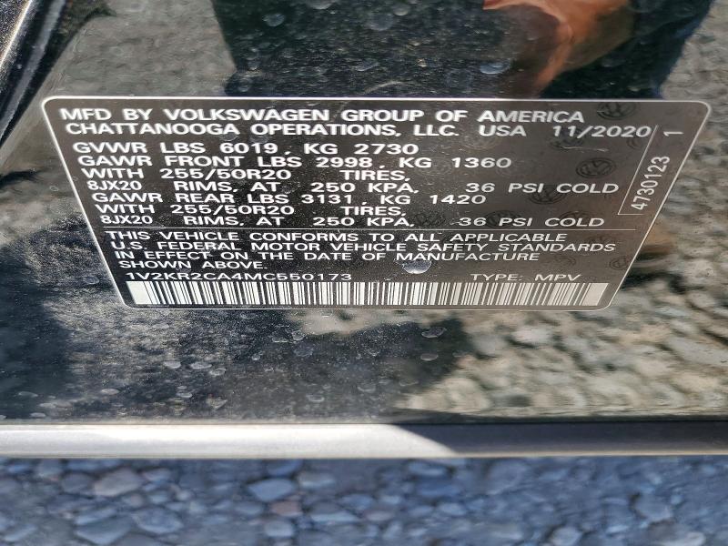 Продаж на аукціоні авто 2021 Volkswagen Atlas, vin: 1V2KR2CA4MC550173, номер лоту: 60262616