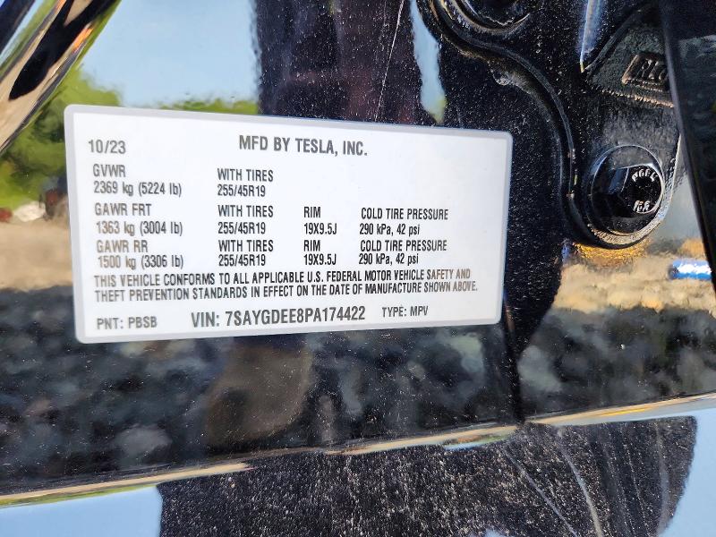2023 Tesla Model Y მანქანა იყიდება აუქციონზე, vin: 7SAYGDEE8PA174422, აუქციონის ნომერი: 60822526