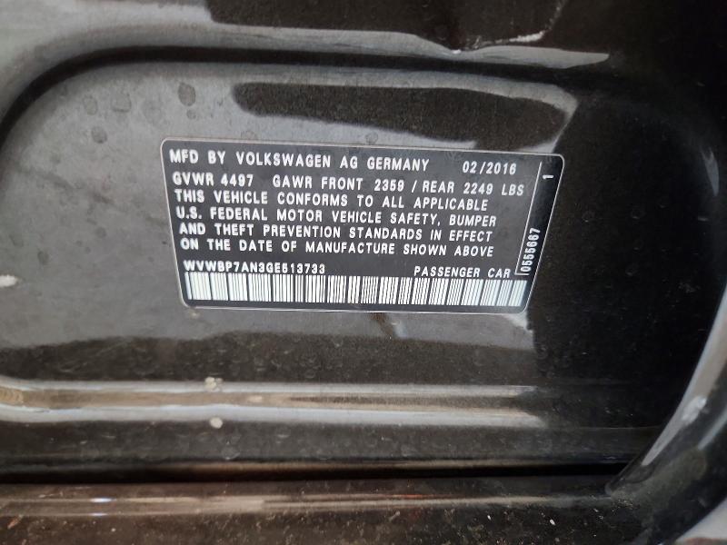 62502726 :رقم المزاد ، WVWBP7AN3GE513733 vin ، 2016 Volkswagen Cc مزاد بيع