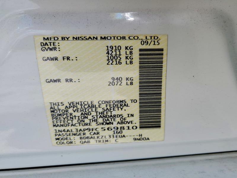 Продажа на аукционе авто 2015 Nissan Altima, vin: 1N4AL3AP9FC569810, номер лота: 61627346