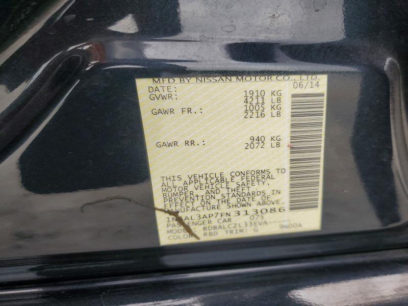 62494646 :رقم المزاد ، 1N4AL3AP7FN313086 vin ، 2015 Nissan Altima مزاد بيع